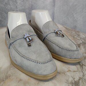 Loro Piana Summer Walk Loafers Women's Size 39 Gray Suede
